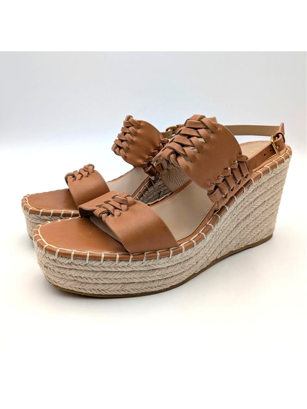Veronica Beard Riya Leather Espadrille Wedge Sandals Light brown Size US11M EU41